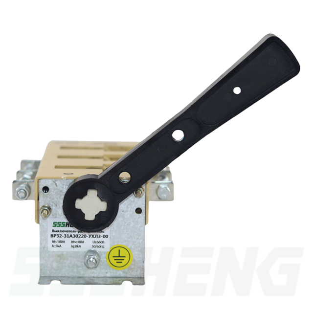ВР32-31А30220-100А-УХЛ3,IP00,несъёмная боковая рукоятка,Выключатель-разъединитель